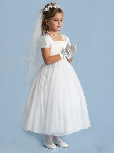 Flower Girl Cap Sleeved Beaded White Dress First Holy Communion Easter 222 Angel - Picture 8 of 14