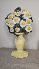 Vintage Cast Iron Daisy Door Stop Bunch of Flowers Rustic 24cm tall