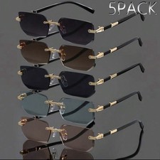 5PCS Frameless Retro Glasses Set Men Women Y2K Rimless Sunglasses