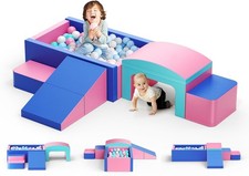 Foam Climbing Blocks for Toddlers Indoor Climbing Toys with Ball Pit Tunnel
