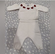 Petit Bateau Knit Heart Sweater Pants Set 3m/60cm 55 Wool 45 Cotton
