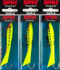 (LOT OF 3) RAPALA SNAP RAP 7/8OZ SNR08 CHT CHARTREUSE TIGER CP2413