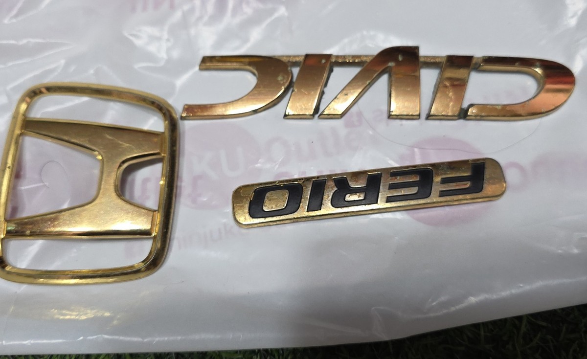 Rare JDM HONDA CIVIC 96-98 EK FERIO 3 Gold REAR Trunk EMBLEM LOGO
