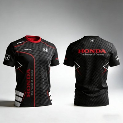 Personalized Name Men's HONDA Racing Team Logo Short Sleeve Shirt S-5XL