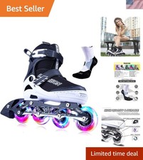 Adjustable Inline Skates for Kids and Adults with Full Light Up Wheels, Outdo...