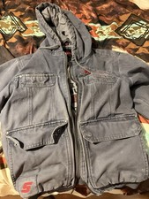 Snap-on Gray Hooded Work Jacket Full Zip Utility Pockets "American Ingenuity"