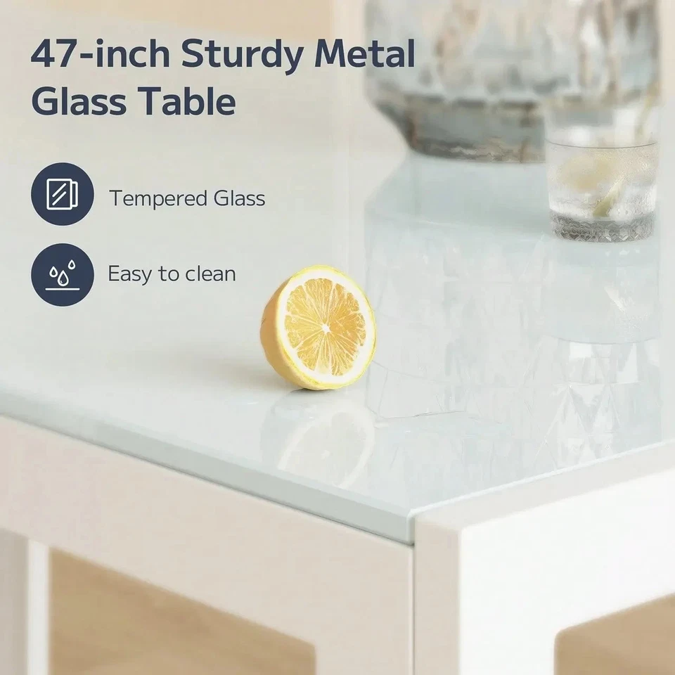 Asofer 5-Piece Glass Dining Table Set With PU Leather Chairs 2 Packages Shipping - Image 3 of 4