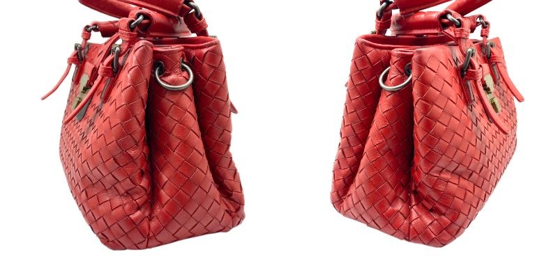Used Bottega Veneta Intrecciato Baby Rome Leather Red Handbag 2Way Bag Women'S C thumbnail 3