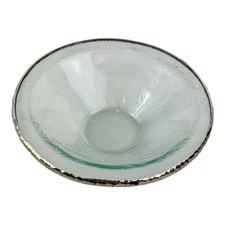 Annieglass Edgey 11.5” Glass Serving Bowl Platinum Edge USA Signed E206P RARE SZ