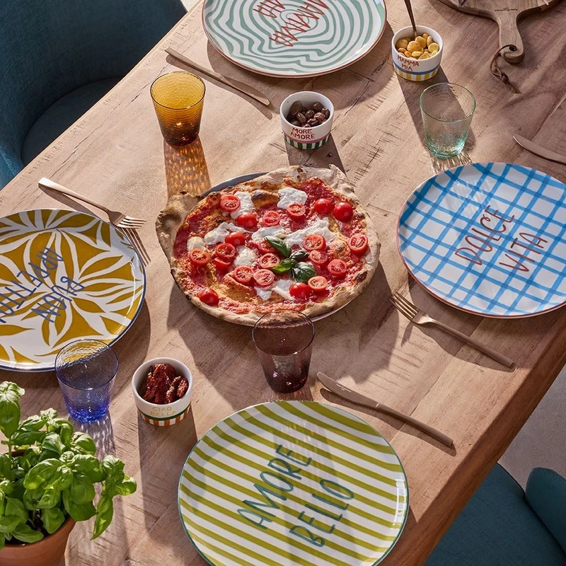 Piatto Pizza 33 cm in Porcellana TOGNANA Dolce Vita Amore Mamma Piani Grandi