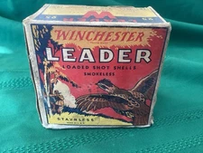 Vintage Winchester LEADER 12 ga shot shells box - EMPTY BOX - Quail Hunter Decor