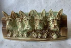 Vintage McCoy Pottery Scottie Dog Planter Crackle Glaze mint Green Brown perfect