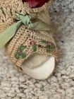 Antique Victorian Pin Cushion Pink Velvet Shoe Slipper Tatted Crochet Embroidery — photo 4