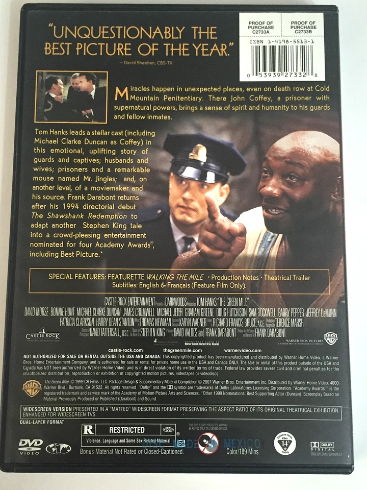 The Green Mile Tom Hanks DVD Ships Free Same Day With Tracking - Image 2 of 3