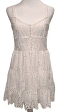 Forever 21 Tiered White 100% Cotton Sundress Eyelet Lace Sz M 0525i