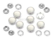 20SETS 10MM White Pearl Snaps Fasteners Pearl-Like Button White