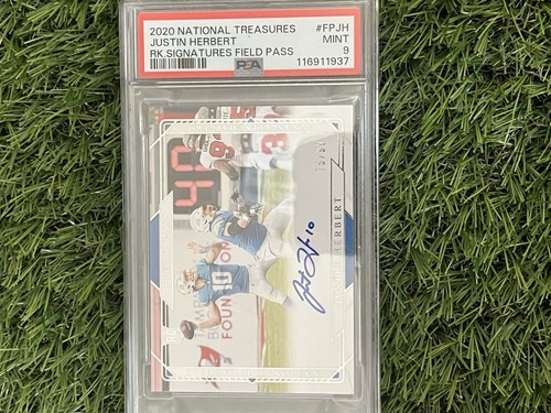 JUSTIN HERBERT 2020 NATIONAL TREASURES FIELD PASS ROOKIE RC AUTO /99 PSA 9 