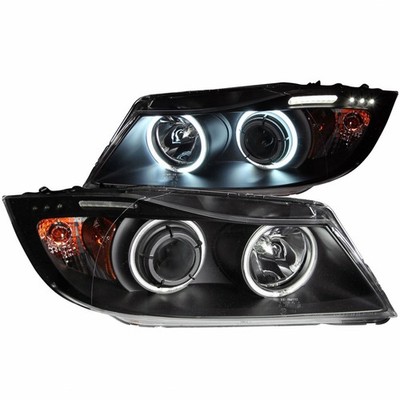 ANZO For BMW 328i 2007 2008 Projector Headlights w/ Halo w/ LED Bar Black CCFL