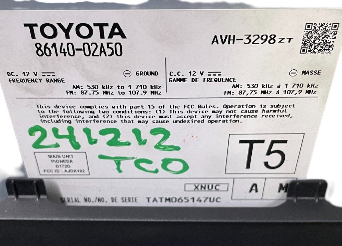 2020 Toyota Corolla Radio Touchscreen Display | 86140-02A50