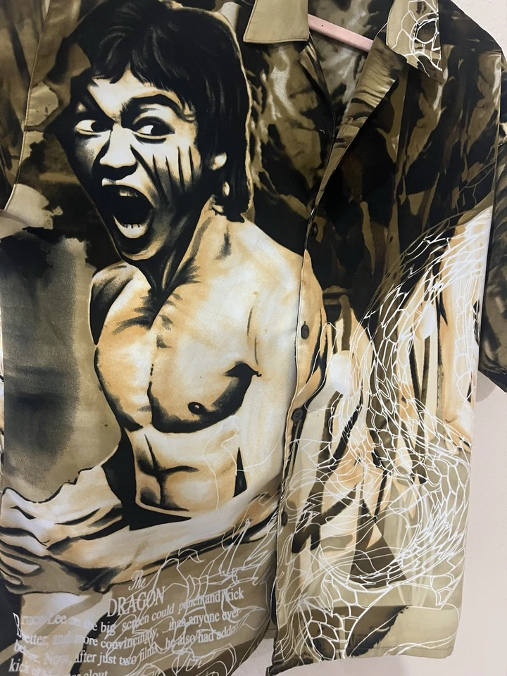 Camisa De Colección Y2K Bruce Lee El Dragón Película MMA Artes Marciales Lucha AOP Grande Foto 3 de 4
