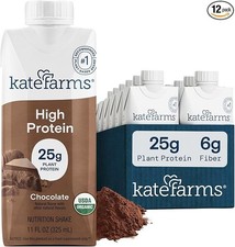 KATE FARMS Organic High Protein Chocolate Shake, 25g Protein, 12 Pack