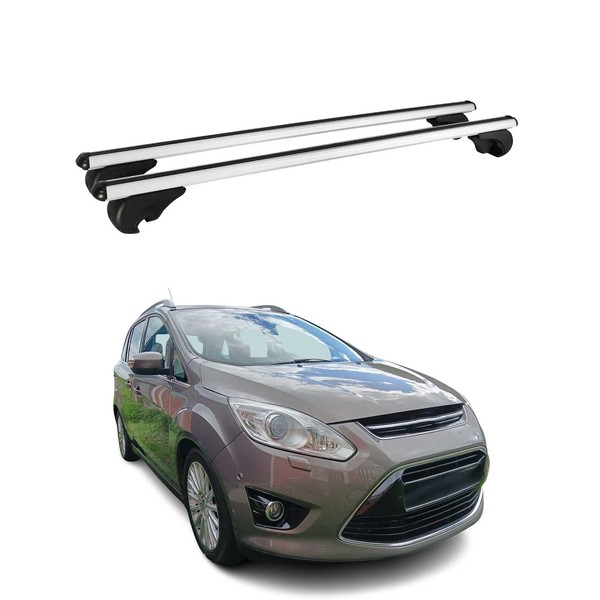 DachträGer GrundtäGer FüR Ford Grand C-Max 2010-2019 75Kg Aluminium Silber 2 Tlg-image