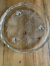 Vintage Glass Cake Stand With Feet