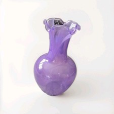 Vetro Eseguito Secondo Murano ItalyHand Blown Purple Swirl Glass Vase 12” NWT #1