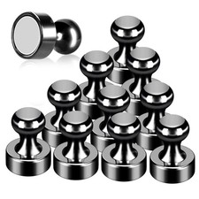12pack Fridge Magnets Black Metal Magnets Strong Push Pin Magnets For Whiteboard