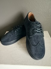 Burberry Kids Boys Girls Navy Suede Wingtip Brogue Shoes Size 29 New In Box