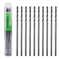 10 PCS 1/4x8 Inch Extra Long Drill Bits Aircraft Black Oxide Steel Wood PVC