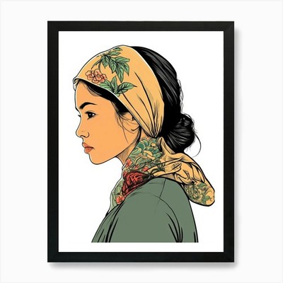 Asian Girl 81 Kunstdruck gerahmt Wandbild Poster Leinwanddruck Bild
