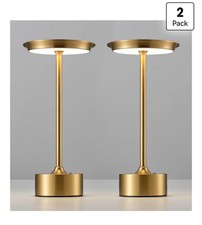 Rechargeable Table Lamps Set of 2, Gold Cordless LED 4000Mah Battery Desk Lamp,