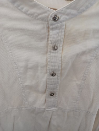 Scully Shirt Men's Large Vintage Pull Over White Banded Collar Western Cowboy - Picture 2 of 4