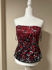 White House Black Market Rose Floral Corset Top Sz 8