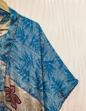 Silk Blue Kaftan / Handmade Flowy Maxi Dress / Resort Wear Outfit MFN1063