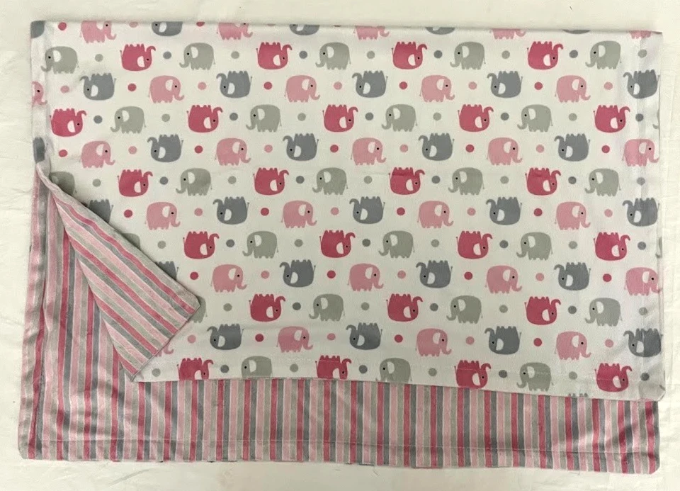 SL Home Fashions 119741 Rosa Elefante Gris Rayas Bebé Manta Niña Lunares Blanco Foto 3 de 3