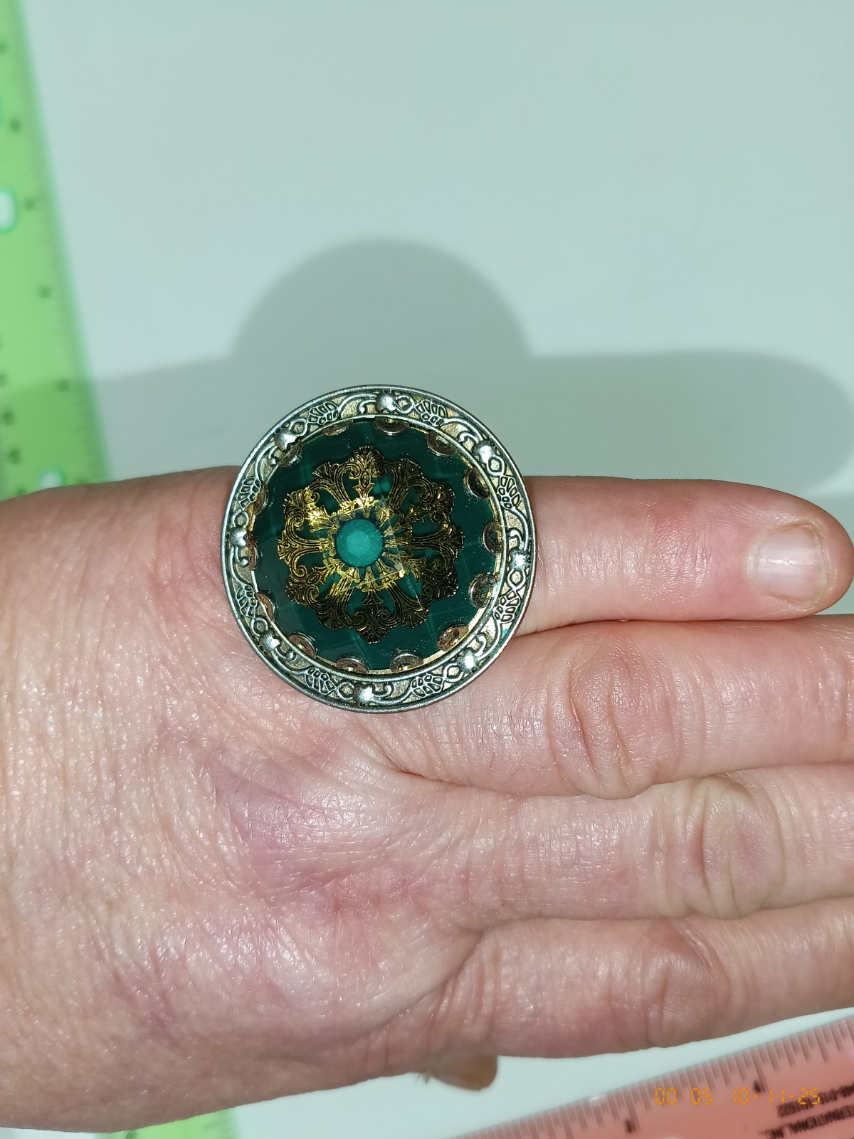 Vtg Oversized Statement Ring Lucite? Beautiful Aq… - image 1