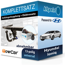 Für Hyundai Ioniq 16- TOWCAR Anhängerkupplung abnehmbar + 13polig E-Satz neu