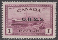 Canada:#O10  $1 O.H.M.S. TRAIN FERRY STAMP / XF MINT NH