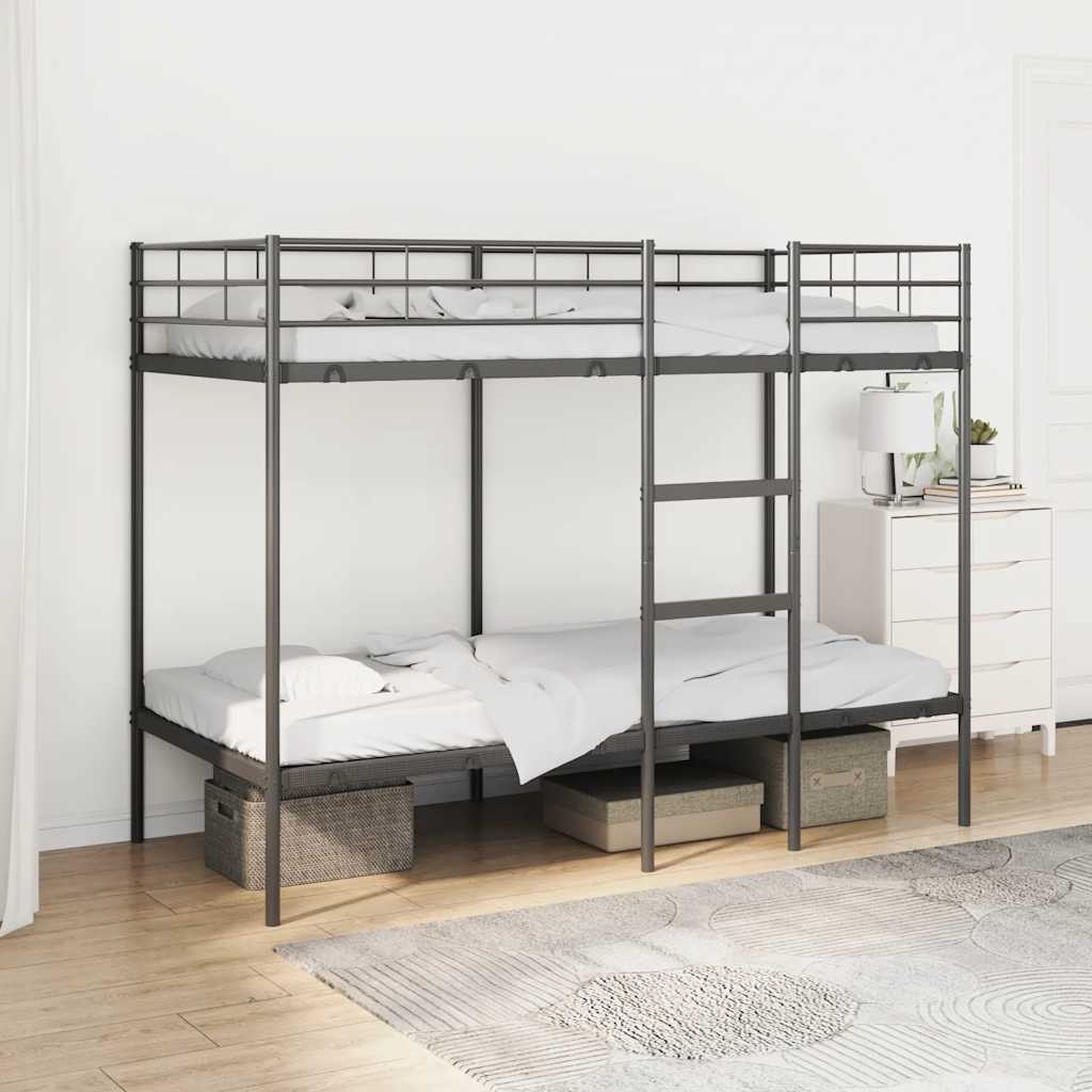 Letto a Castello senza Materasso Nero 90x190 cm in Acciaio 2805563