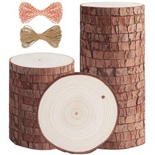 Natural Wood Slices - 30 Pcs, 3.1-3.5" Predrilled for Effortless Crafting 