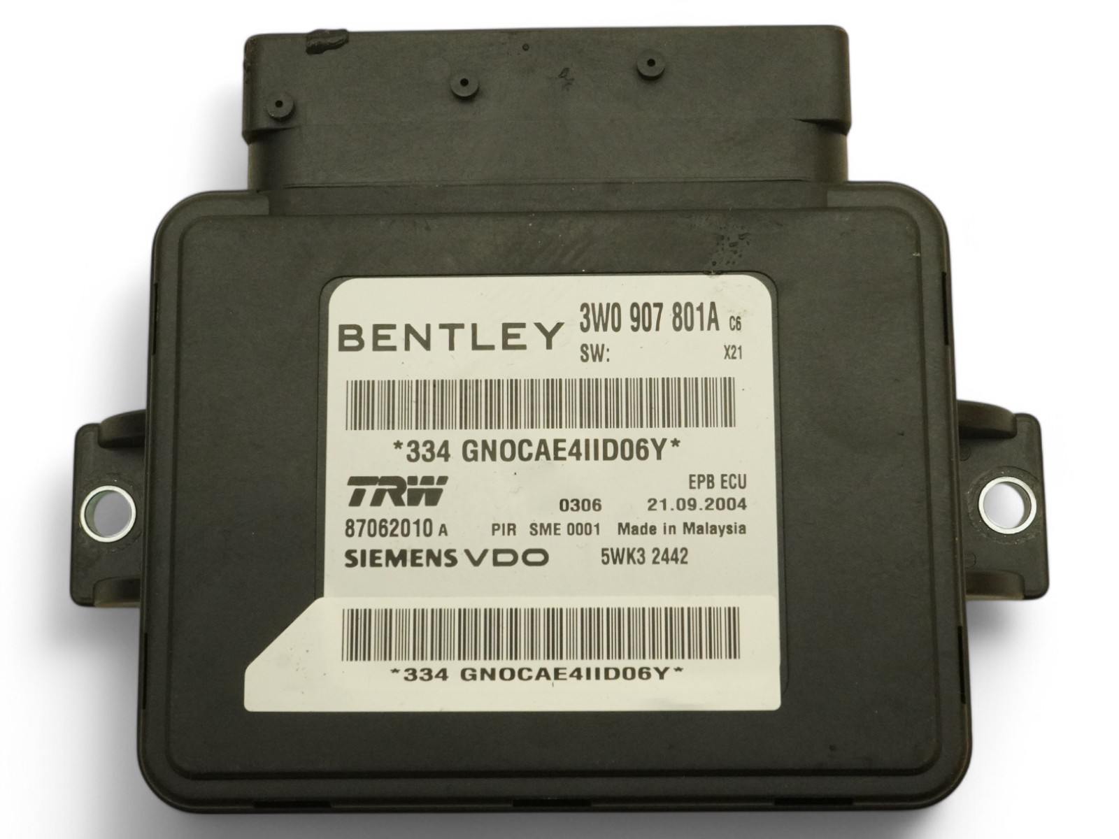 03-14 Bentley Continental Gt Parking Brake Electronic Control Module 3W0907801A
