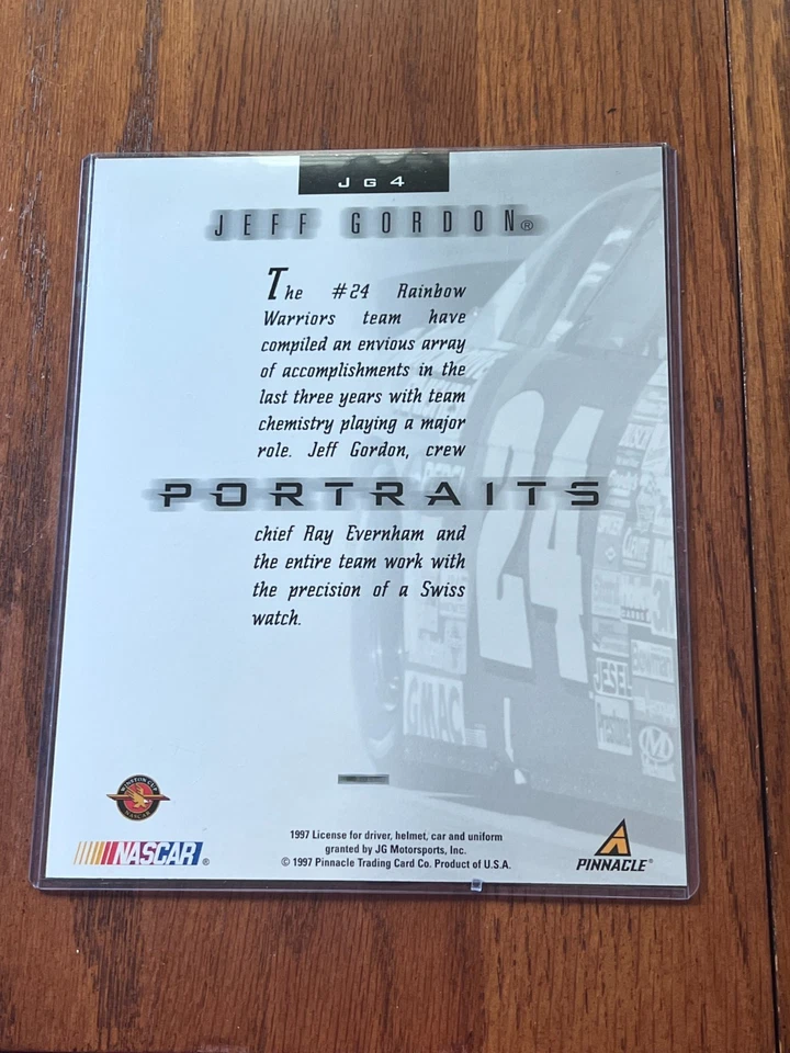 1997 Pinnacle 8 x 10 Portrait Card # JG4 Jeff Gordon & # 1 Portrait Card - Image 4 of 4