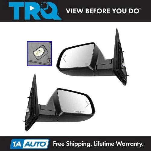 TRQ Mirror Power Folding Heated Turn Signal Chrome Set for Tundra Sequoia