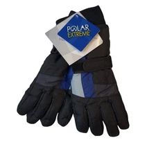 NWT Polar Extreme Kids Ski Gloves 8-10 Black Blue 3M Thinsulate Insulated