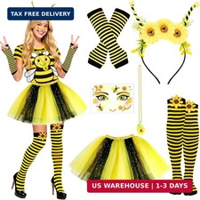 6pcs Bee Costume Women with Black and Yellow Tutu Striped Socks Bee Headband and