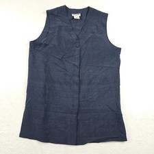 Alfred Dunner Silk Vintage Vest Women's Size 10 Navy Blue 1-Button