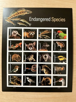 #ad 2023 USPS Scott #5799 Endangered Species Pane of 5 sheets MNH $25.69