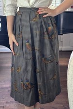 Rare Vintage 70s Abercrombie and Fitch 100 Wool Skirt Pheasants Country